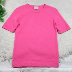 PURE Collection 100% Cashmere Pink Crew Neck Short Sleeve Knit Top Women’s XS